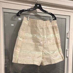 Nike High-Waist Cream and Light Pink Striped Women's Shorts